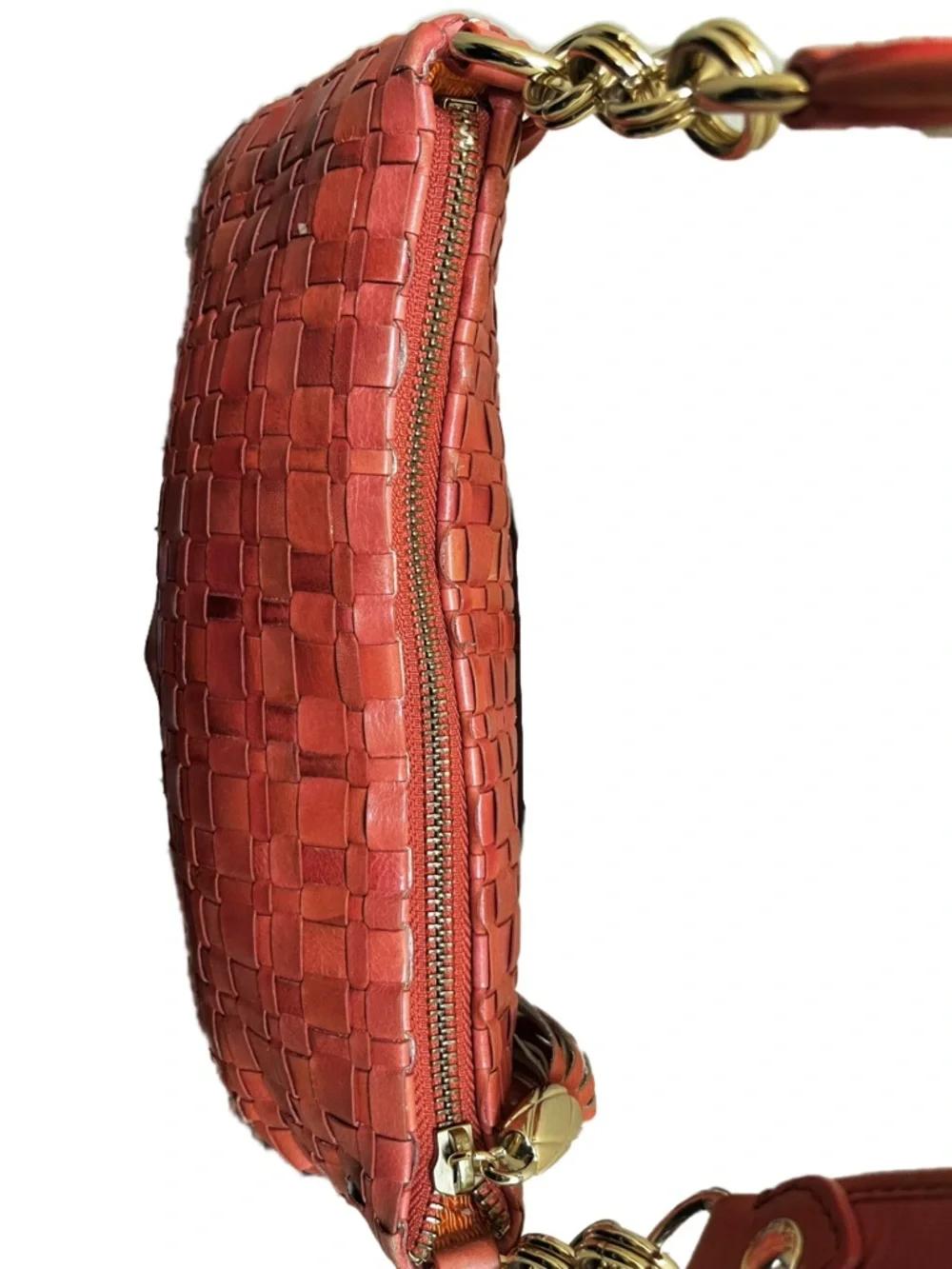 Elliott Lucca Intreccio III Woven Coral Orange Handbag - Picture 4 of 14